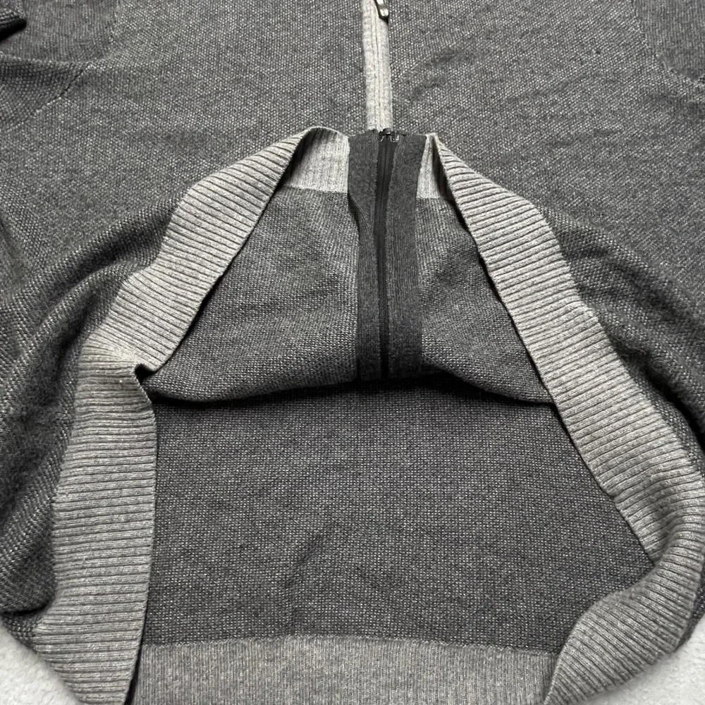 Tommy‎ Bahama Men's Gray Cotton Cashmere Blend Zip Up Sweater Large Elbow patch